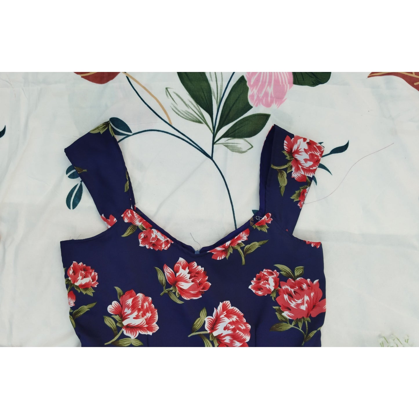 TAILOR MADE BLUE ROSE PRINTED CREPE DRESS