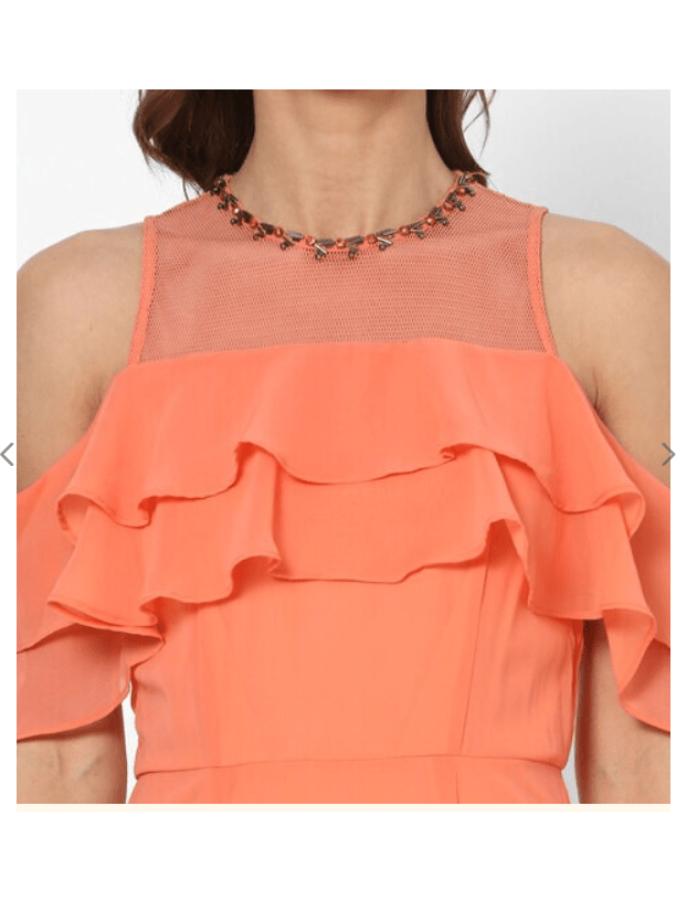 SLEEVELESS TIERED GOWN WITH RUFFLES